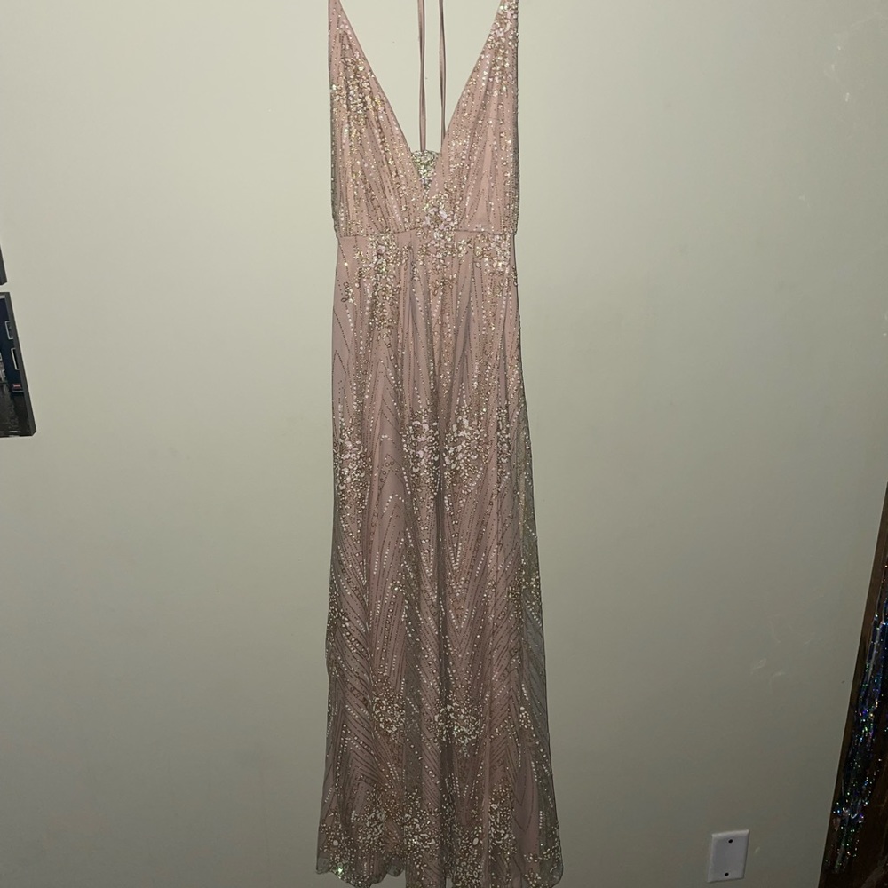 Showpo. cross back maxi dress in gold. U.S. size 2.